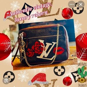 Louis Vuitton monogram Crossbody clutch bag converted hand painted